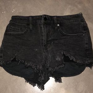 Black Distressed Denim Shorts